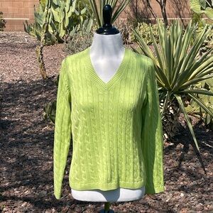 FAIRWAY & GREENE -  V-Neck Sweater - Bright Green